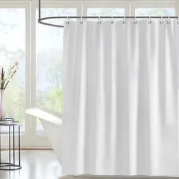 Shower Curtains White Solid Color Bathroom Curtain Polyester Fabric Washable Waterproof Partition Bath With Hooks