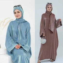 Ethnic Clothing Middle East Elegant Muslim Modest Dress For Women Arab Hijab Abaya Dubai Luxury Islamic Kebaya Kaftan Turkey Solid Robe