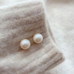 Stud Earrings 2024 Arrival French Elegant White Imitation Pearl For Women Fashion Round Sweet Geometry Jewellery Gifts