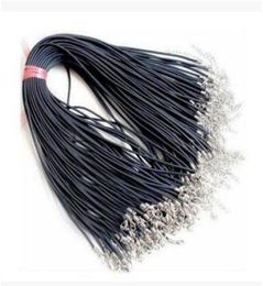 Black Wax Leather Necklace 45cm Cord String Rope Extender Chain with Lobster Clasp DIY Fashion jewelry component9649288
