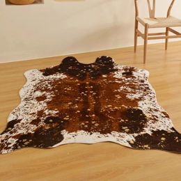 Carpets Fashion Stamping Cow Printed Carpet Velvet Imitation Leather Rugs Cowhide Animal Skins Natural Shape Decoration Mats