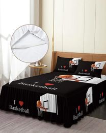 Bed Skirt Basketball Sport Black Elastic Fitted Bedspread With Pillowcases Protector Mattress Cover Bedding Set Sheet