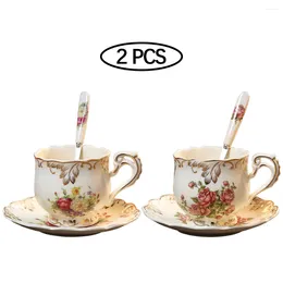 Cups Saucers Ceramic Tea Cup Set With Saucer And Spoon 250ml Coffee For Wedding Party