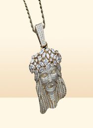 New Big Size Jesus Pendant Necklace With Tennis Chain Mens Iced Out Charm Jewellery Gold Silver Colour Chain Hip Hop Jewellery 210323207756720