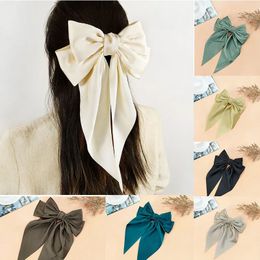 style in Japan and South Korea Morandi color system Large Bow Hair Barrette Women Ponytail Clip Hair Accessories 240509