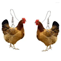 Hoop Earrings Women's Hen Animal Acrylic Print