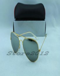 sell Men women Sunglasses 100 Glass Lens Sun glasses Metal Frame High Quality Pilot Vintage Two Size Mirror Protect With Case7175982