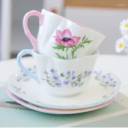 Cups Saucers Plant Coffee Cup And Saucer Bone China Teacup Afternoon Tea Dish Breakfast Office Home Drinkware Set