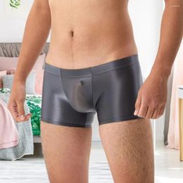 Underpants Men Boxer Underwear Men's Low-rise U Bag Silky Smooth Sports Panties For Active Transparent Solid Colour