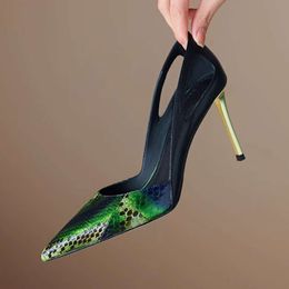 Snake Print Sexy High Heels Fashion Elegant Office Stiletto Heel Party Dress Pointed Toe Pumps Women Designer Shoes