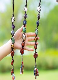 Weave Natural Stone 7 Chakras Healing Energy Tassel Wall Hanging Seven Chakra Set Car Pendant for Decoration Home Meditation Decor9352734