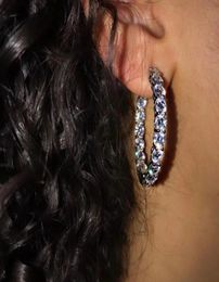 Sparking bling cz Huggie hoop earring for women icedd out bling 5A cubic zirconia cz hoop jewelry6500250