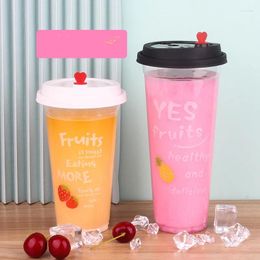 Disposable Cups Straws 50pcs High Quality 700ml Thick Plastic Transparent Packaging Juice Fruits Milk Tea Cup Birthday Party Favors With