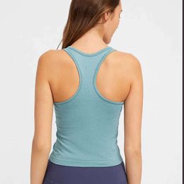 Racerback Tank Top L-191 Snug Fit Sleeveless Yoga Shirt Outfits Brushed Women Workout Top Sports Shirt with Padded Bra