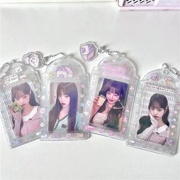 Frames Cartoon Idol Card Cover Pvc Sweet Pocards Holder Shiny Po Girl Heart Bag Pendant Fashion Frame Key Chain