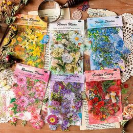 Gift Wrap 100pcs/Bag Nature Plant Flower Decorative Stickers Diy Scrapbooking Diary Journal Material Stationery Sticker Vintage