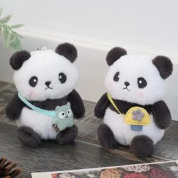 Decorative Figurines Mini Plush Panda Keychain Y2K Pendant Keyring Hanging Ornament Keys Holder Backpack Handbag Charm For Girls Gift