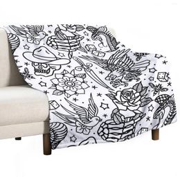 Blankets American Traditional Tattoo Flash Print Variant Throw Blanket Picnic Soft Big