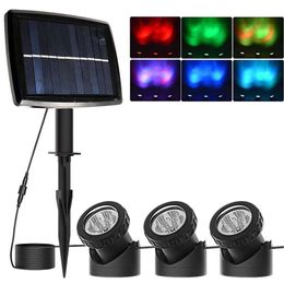 Solar Powered Outdoor LED Waterproof Spotlights, Pool Landscape Decorative Lights, Ground Mounted Projection Spotlights