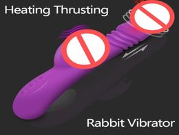 Erotic Heating Thrusting Rabbit Vibrator Waterproof Rotating Dildo Vibrator G Spot Clitoris Stimulator Adult Sex Toys For Woman Wo9846439