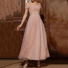 Party Dresses Woman 2024 Pink Sexy Sequin Ankle-Length Formal Occasion Evening Gown For Wedding Elegant Ladies Prom Skirt