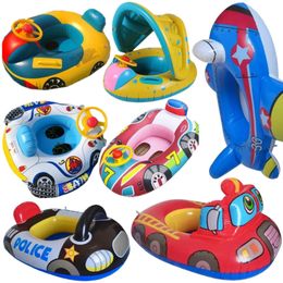 Inflatable Baby Swimming Rings Seat Floating Sun Shade Toddler Swim Circle Fun Pool Bathtub Beach Party Summer Water Toys y240510