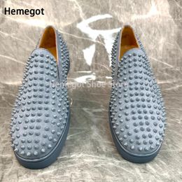 Casual Shoes Men Rivet Suede Loafers Low-Heeled Slip On Comfort Male Luxury Wedding Dress Business Single In