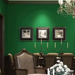 Wallpapers American Country Solid Colour Pine Green Dark Non-woven Wallpaper Bedroom Living Room Plain