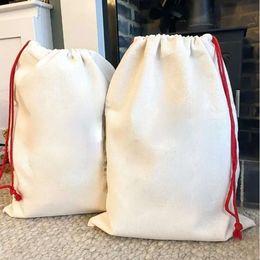 Sacks Personliserad DIY Blank SubliMation Santa Drawstring Bag Julklapp Väskor Pocket Värmeöverföring FY4935 SEP01 S