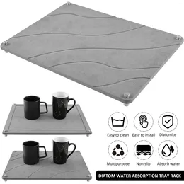 Table Mats Dish Drying Mat Ultra Absorbent Diatomaceous Earth With 4 Stainless Steel Feet Washable Drain Pad Draining