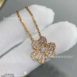 Designer Necklace Vanca Luxury Gold chain V Gold Clover Necklace Full Diamond Precision Silver 18K Thick Gold Petal Pendant Factory