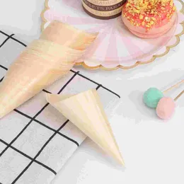 Disposable Cups Straws Candy Bag Party Supplies Ice Cream Cones Food Wooden Cake Stand