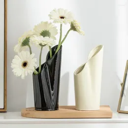 Vases Nordic INS Style Ceramic Vase Living Room Light Luxury Dining Table Home Decoration Water Raised Flower Decorations