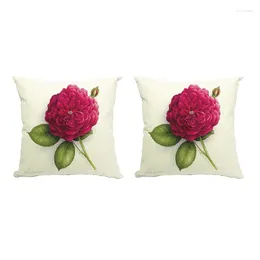 Pillow 2X Vintage Floral/Flower Flax Decorative Throw Case Cover Home Sofa Decorative(Rose Flower 1)