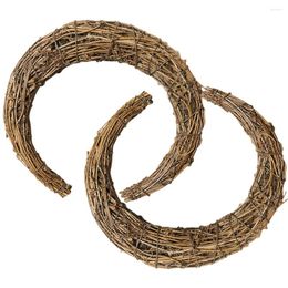 Decorative Flowers 2 Pcs Rattan Garland Flower Wreaths Front Door DIY Hoops Moon For Vines Moon-shape Circle