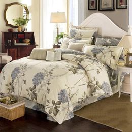 Bedding Sets 2/3 Pieces Idyllic Scenery Set Floret Flower Duvet Cover Luxury Light Yellow Bed Quilt Kids