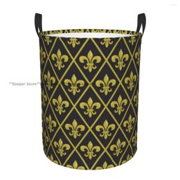 Laundry Bags Folding Basket Mardi Gras Carnival Round Storage Bin Hamper Collapsible Clothes Bucket Organiser