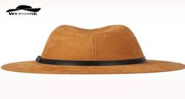 Wearone 2017 Crazy Jazzhat unisex Suede wide brim Spring felt fedoras hats women Vintage Wide Brim Floppy chapeau femme Pnama ha6429716