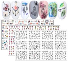 12pcs Nail Art Transfer Decals Water Stickers Colourful Nail Jewellery Flower Animal Black Sliders Manicure Tattoos JIBN112912121816927