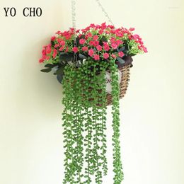 Decorative Flowers YO CH Artificial Plant Lover's Tears 72cm Buddha Bead Chlorophytum Wall Hanging Decor Plastic