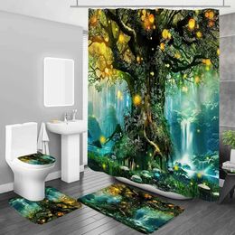 Shower Curtains Mushroom Butterfly Flower Shower Curtain Moon Stars Bathroom Curtain Set with s Fabric Washable Bath Curtains Bathroom Decor