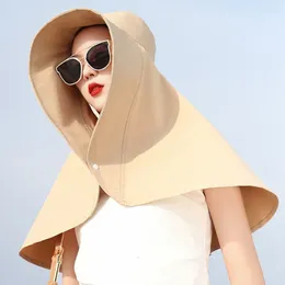 Berets Face-covering Fisherman Hat Neck Guard Shawl Sun With Snap Button Sunscreen