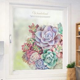 Window Stickers Succulent Plant Film Privacy Glass Sticker Static Glue Free Stained Bedroom Kitchen Frosted Custom Size Home Decor