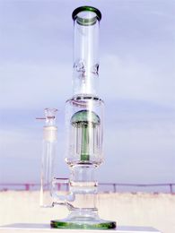 16 Inch Heady Glass Bong 9MM Thickness Heavy Green Ice Catcher Jellyfish Philtre Hookah Glass Bong Dab Rig Recycler Water Bongs 14mm US Warehouse