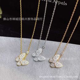 Designer Necklace Vanca Luxury Gold chain High quality clover butterfly necklace 18k full diamond V-gold fan collarbone chain and minimalist