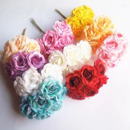 Decorative Flowers 36pcs 4cm Elegant Artificial Silk Rose Bridal Bouquet For Wedding DIY Hair Wreath Corsage Scrapbooking Decoration