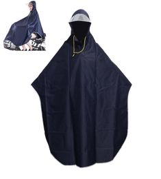 Mens Womens Cycling Bicycle Bike Raincoat Rain Cape Poncho Hooded Windproof Rain Coat Mobility Scooter Cover Navy Blue T2001179585356
