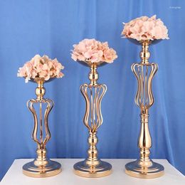 Candle Holders Europe Creative Flowers Vases Road Lead Table Centerpiece Iron Stand Pillar Candlestick For Wedding Candelabra