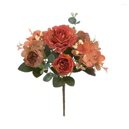 Decorative Flowers Accessories Po Props Home Decor Silk Bouquet Retro Peony Hydrangea Bride European Style Bedroom Artificial Flower