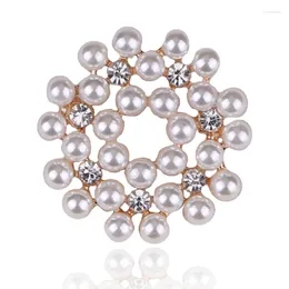 Brooches S 32 32mm Exquisite Round Brooch Rhinestone And Multiple Pearl Pins For Female Wedding Dress Girl Gift